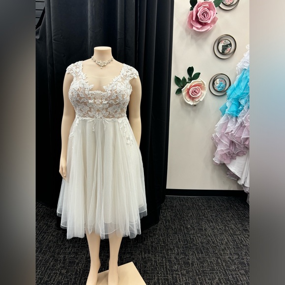 David’s  Bridal Size 20 W.  Beautiful tea-length gown - Picture 1 of 15